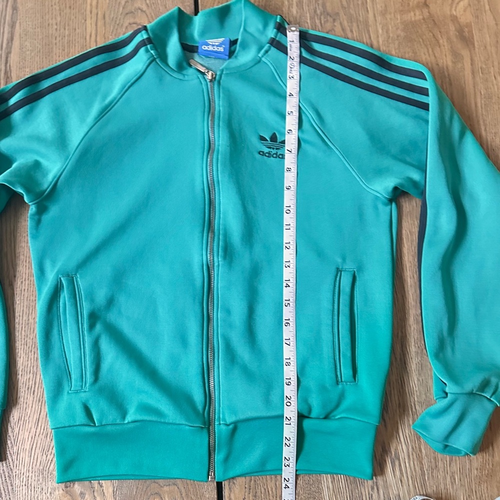 Adidas Turquoise Zip-Up Jacket with Black Stripes Size Small - Picture 10 of 14